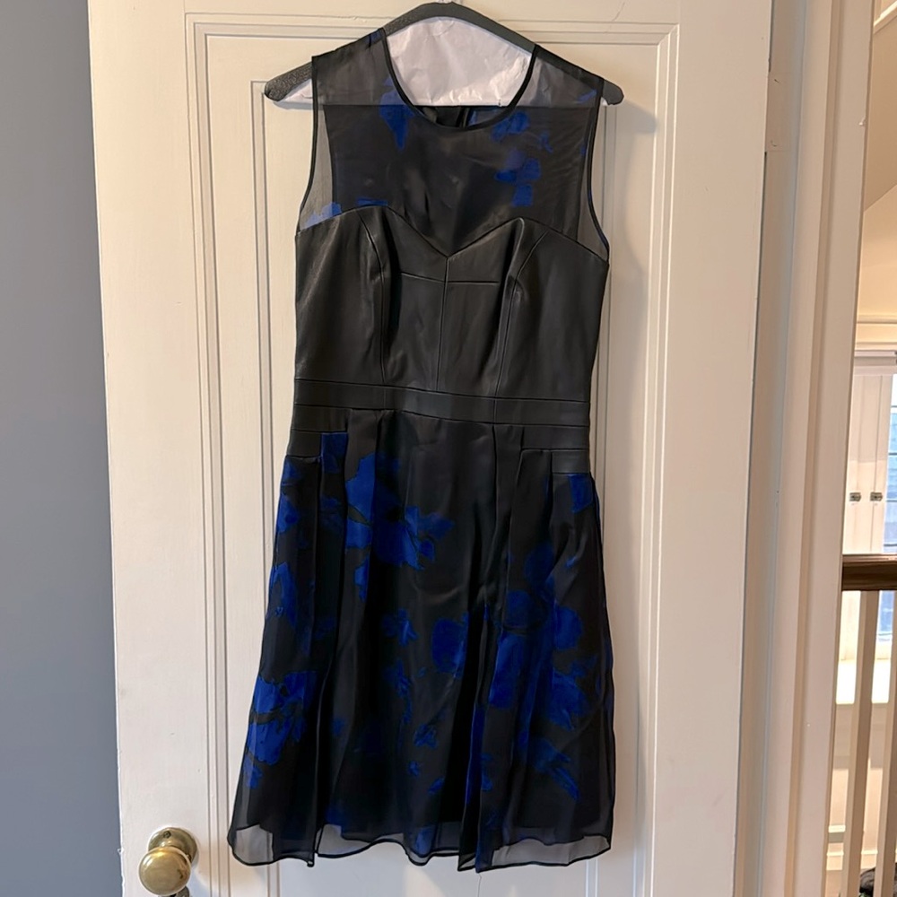 Milly leather and tulle dress